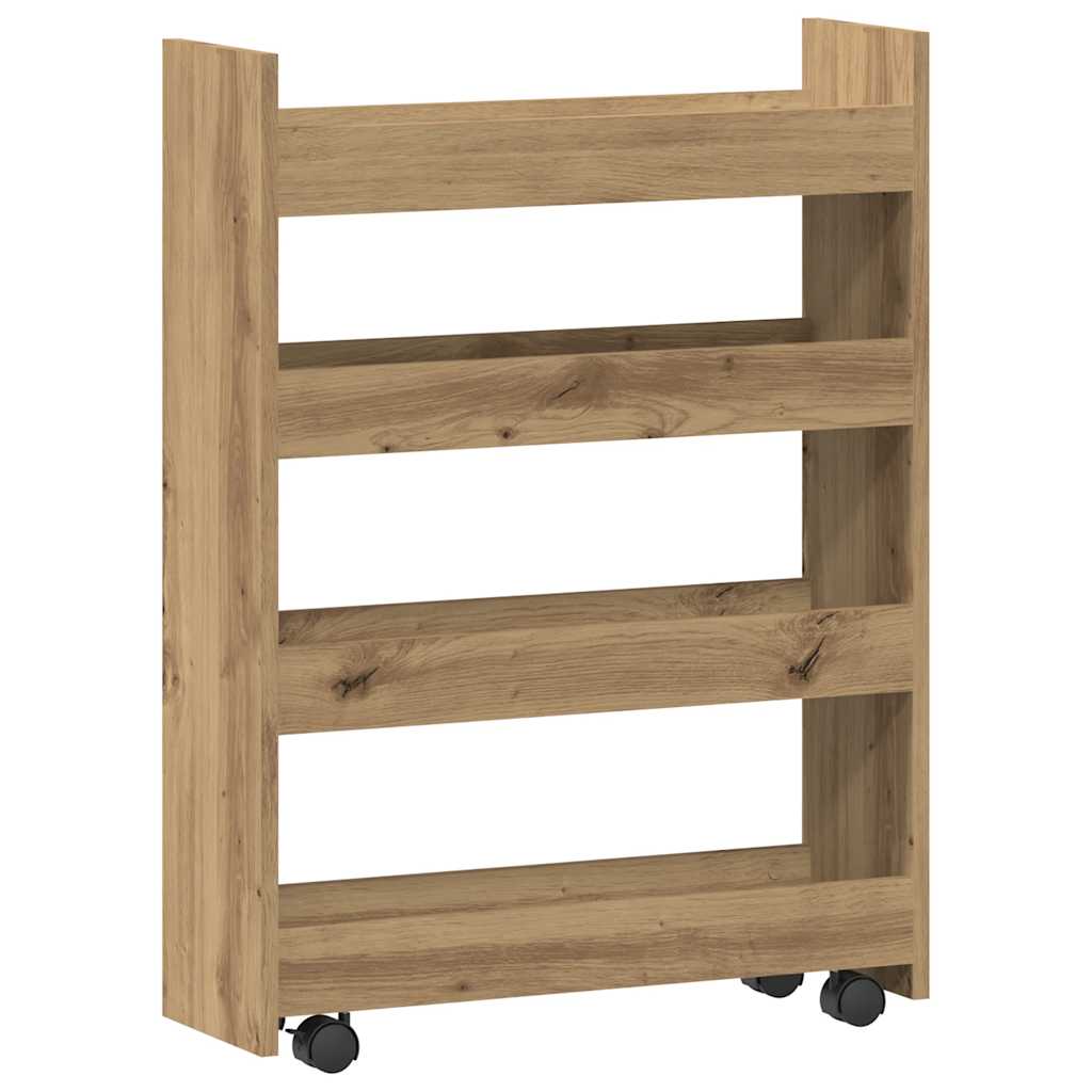 Narrow Storage Trolley 4 Tier Artisian Oak Engineered Wood