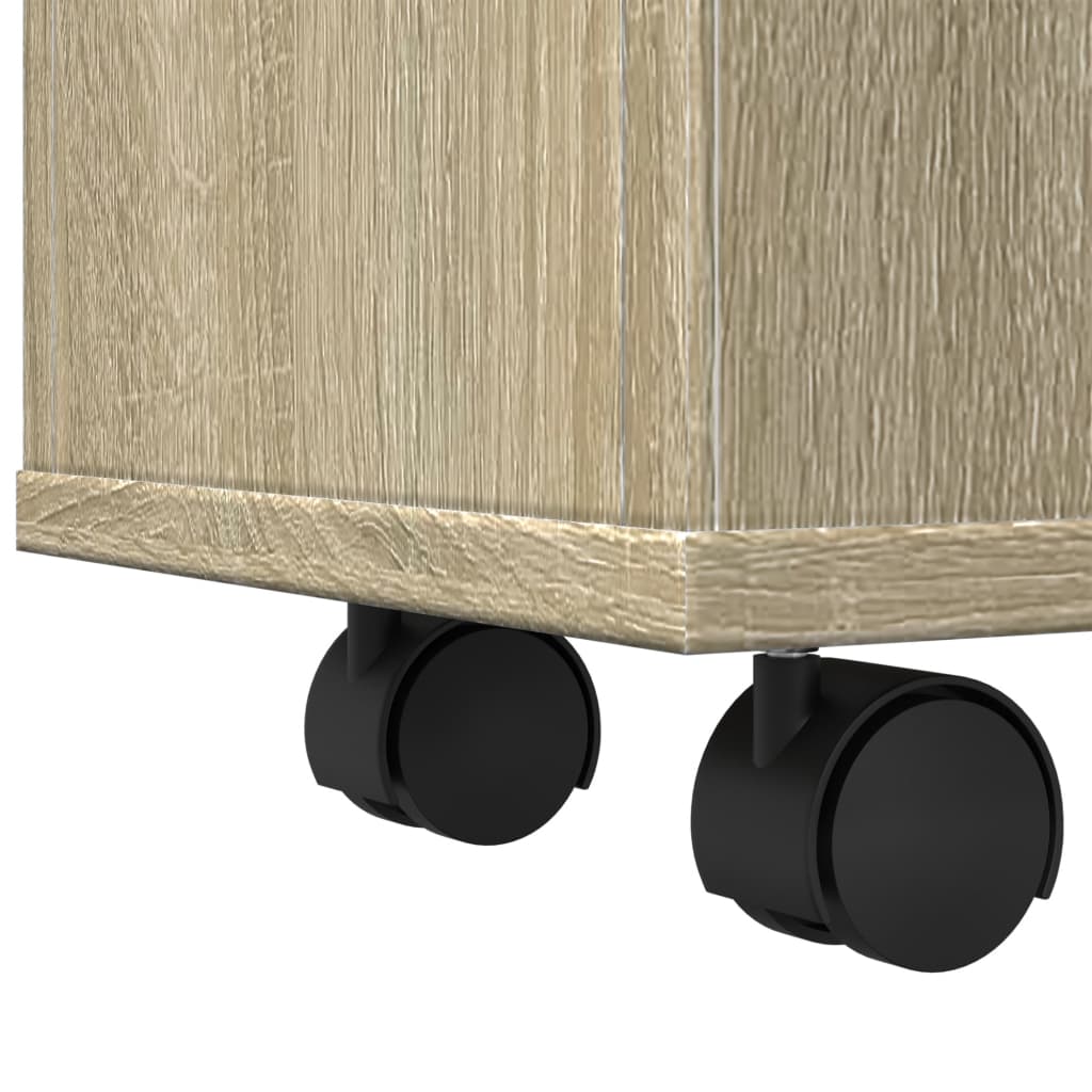 Narrow Bathroom Cabinet with Wheels Sonoma Oak Engineered Wood