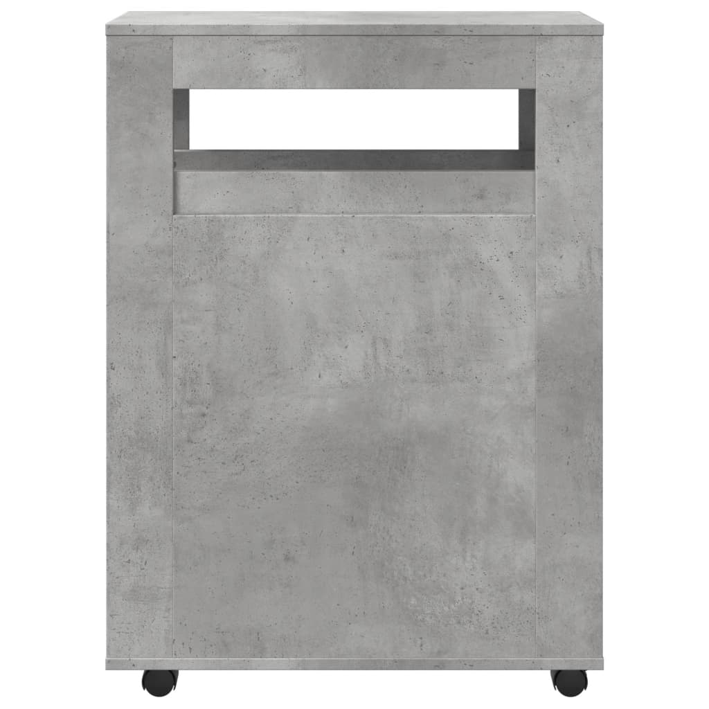 Narrow Bathroom Cabinet with Wheels Concrete Grey Engineered Wood