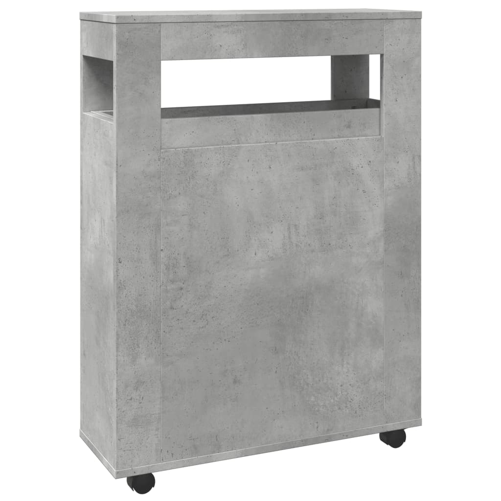Narrow Bathroom Cabinet with Wheels Concrete Grey Engineered Wood