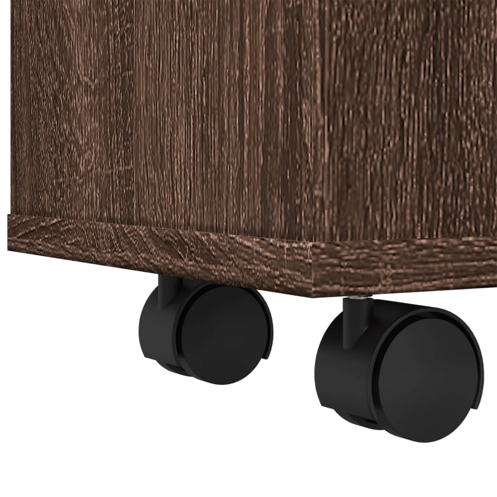 Narrow Bathroom Cabinet with Wheels Brown Oak Engineered Wood