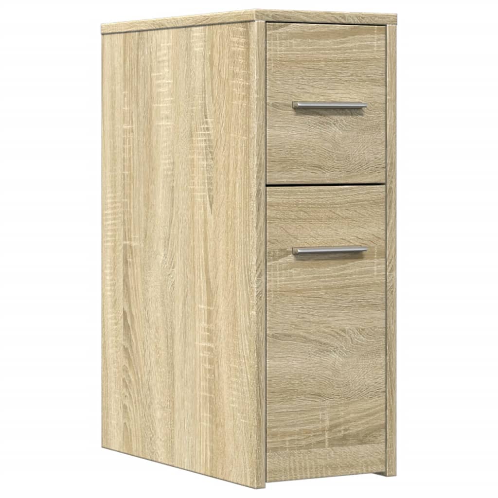 Narrow Bathroom Cupboard with Wheels Sonoma Oak Engineered Wood