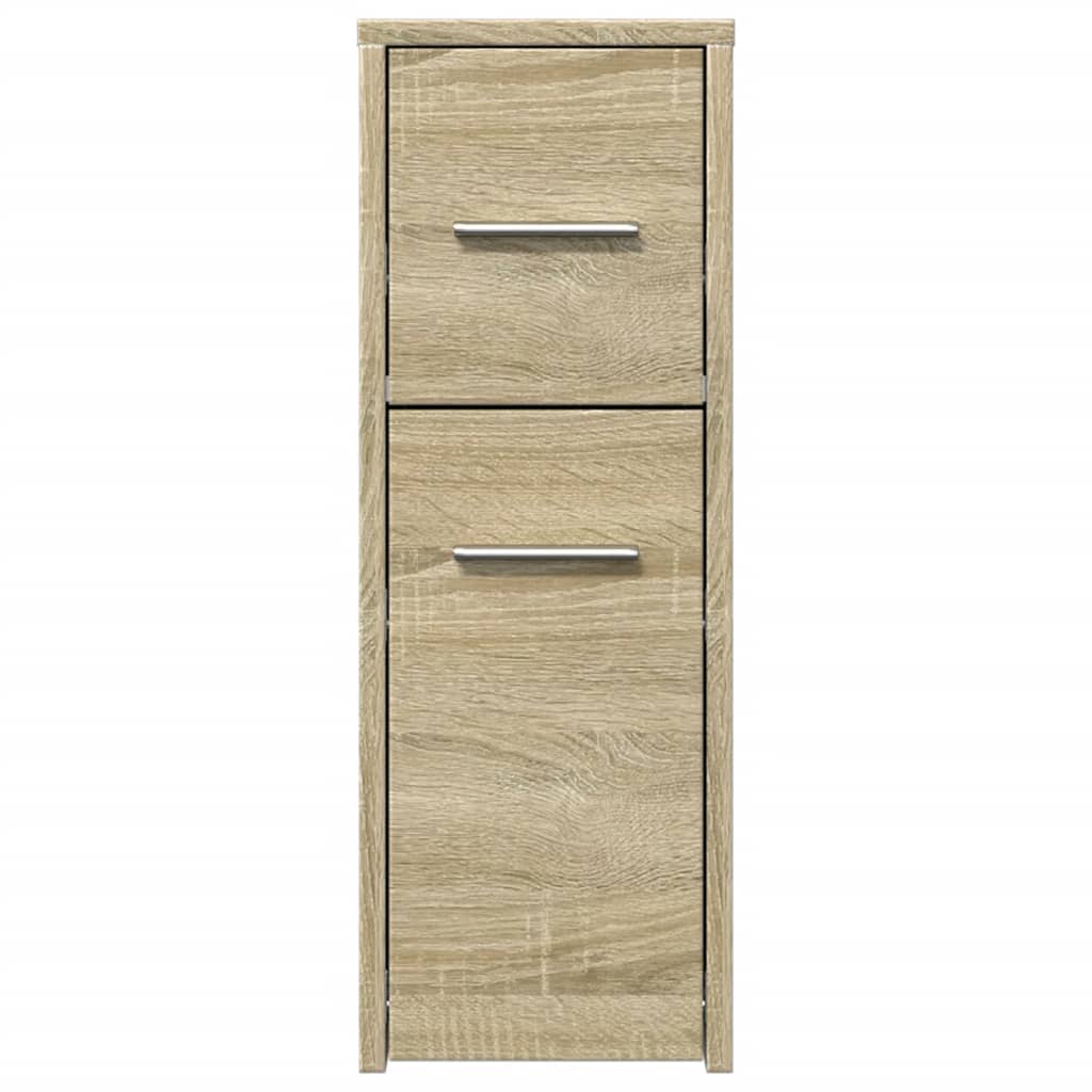 Narrow Bathroom Cupboard with Wheels Sonoma Oak Engineered Wood
