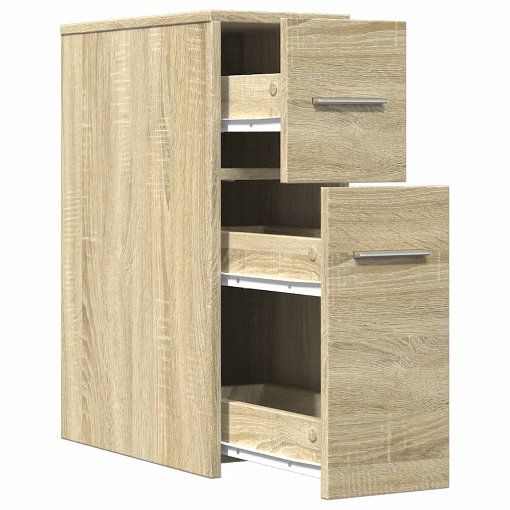 Narrow Bathroom Cupboard with Wheels Sonoma Oak Engineered Wood