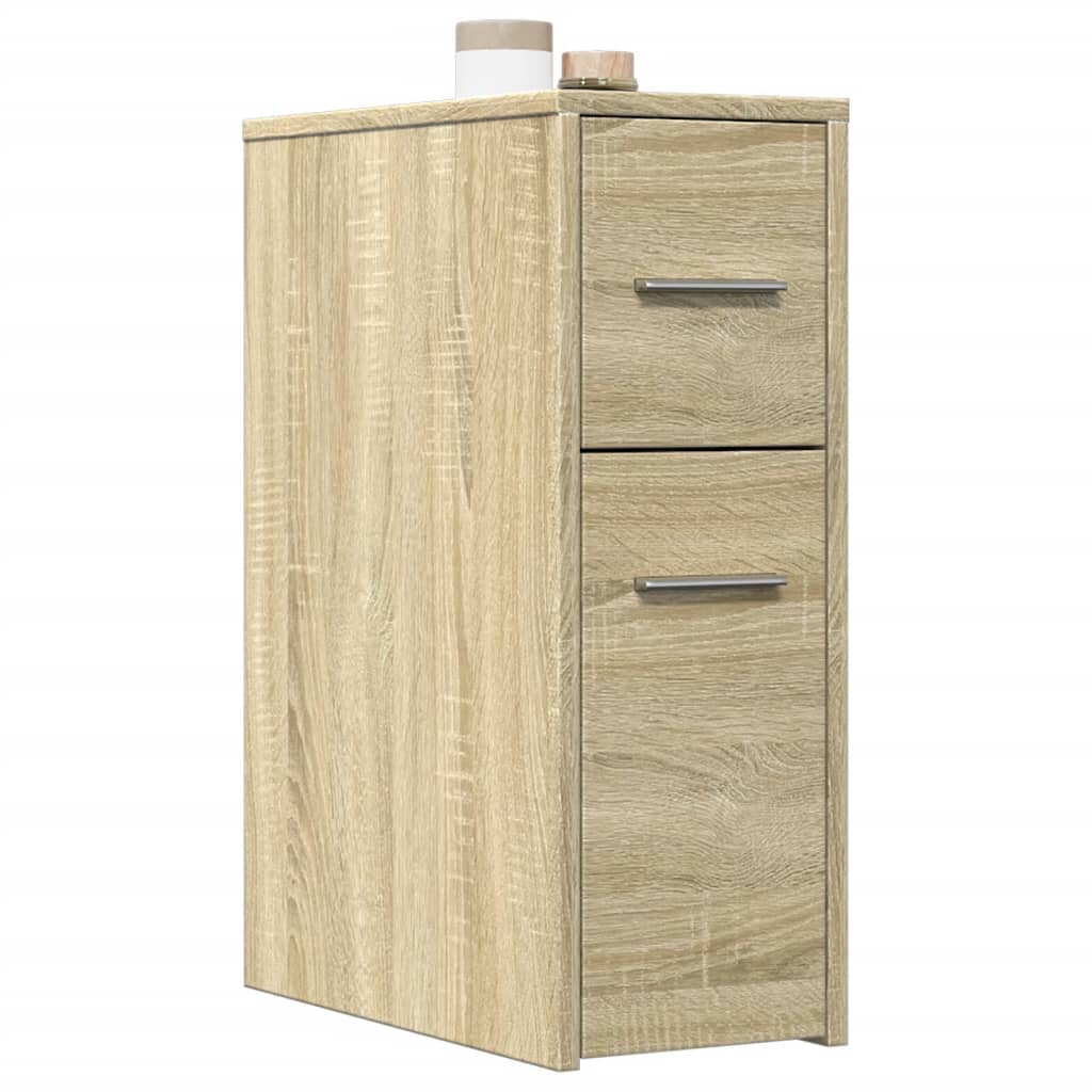 Narrow Bathroom Cupboard with Wheels Sonoma Oak Engineered Wood