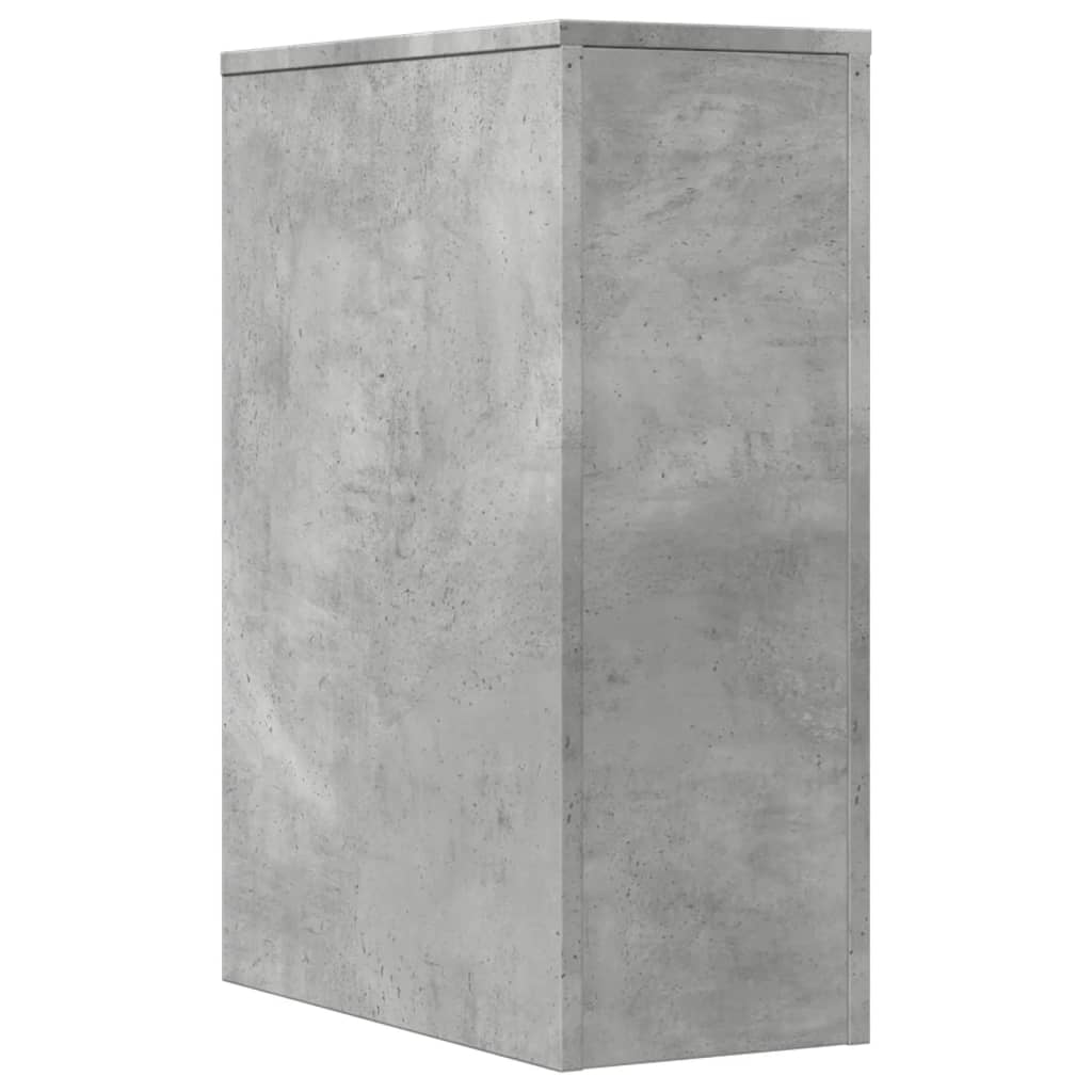 Narrow Bathroom Cupboard with Wheels Concrete Grey Engineered Wood