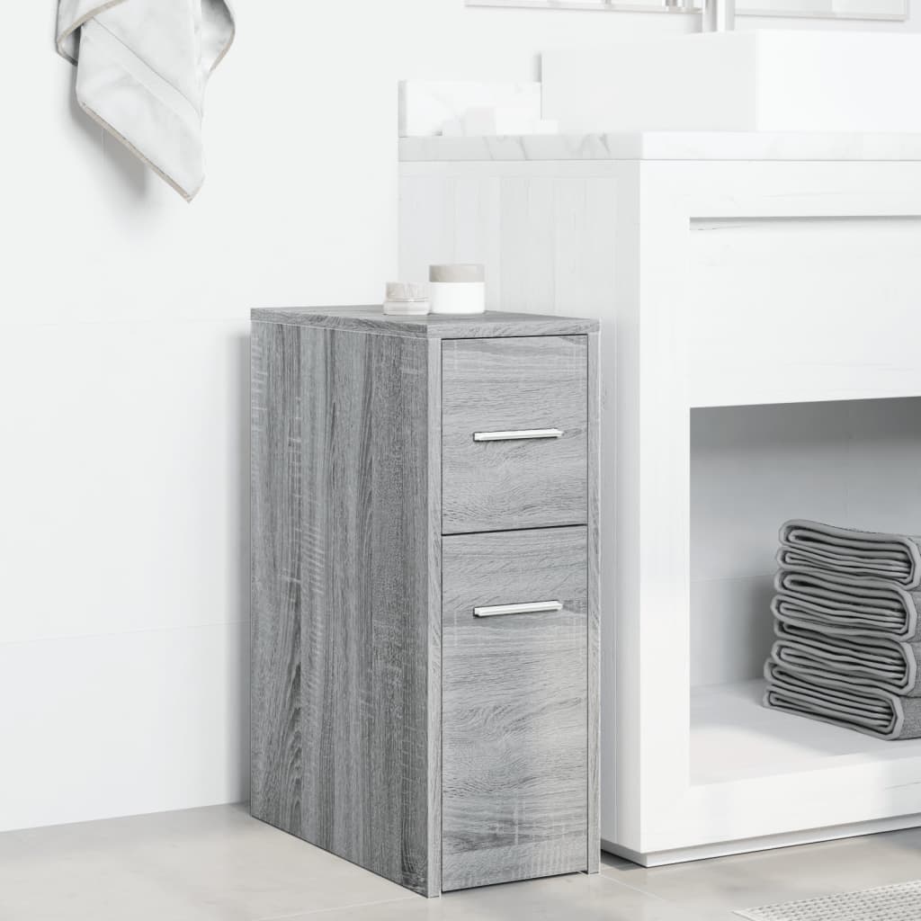 Narrow Bathroom Cupboard with Wheels Grey Sonoma Engineered Wood
