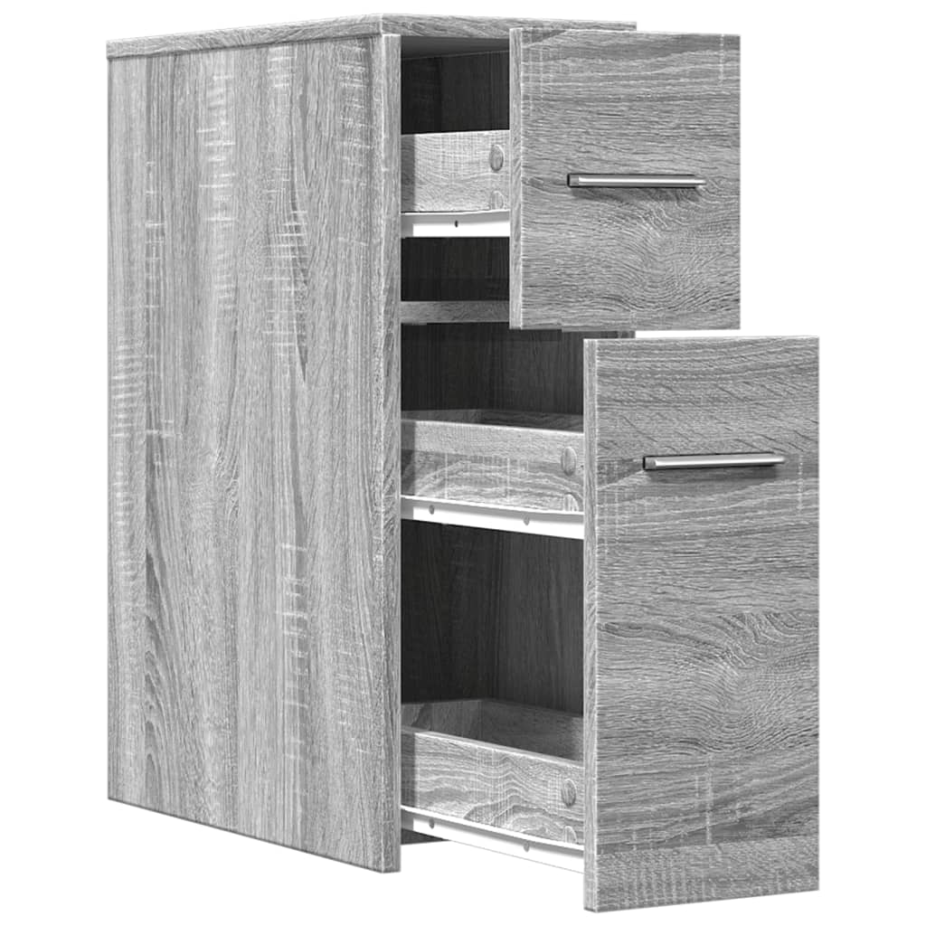 Narrow Bathroom Cupboard with Wheels Grey Sonoma Engineered Wood