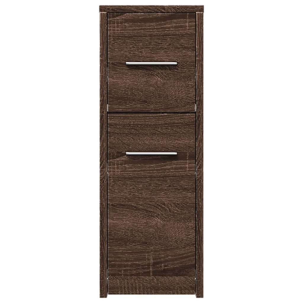 Narrow Bathroom Cupboard with Wheels Brown Oak Engineered Wood