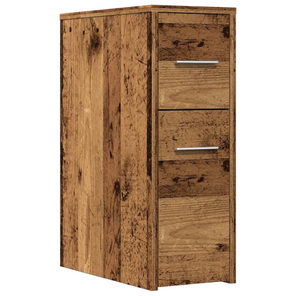 Narrow Bathroom Cupboard with Wheels Old Wood Engineered Wood