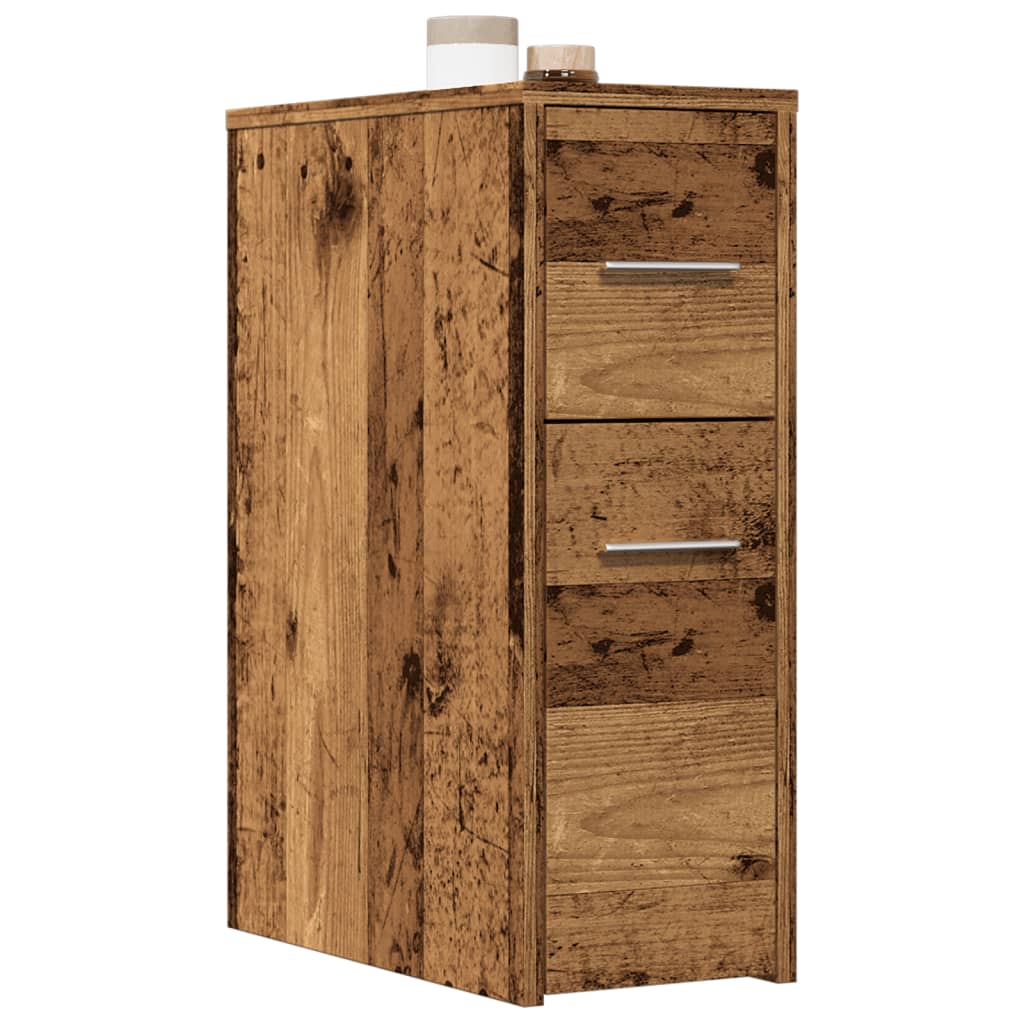 Narrow Bathroom Cupboard with Wheels Old Wood Engineered Wood
