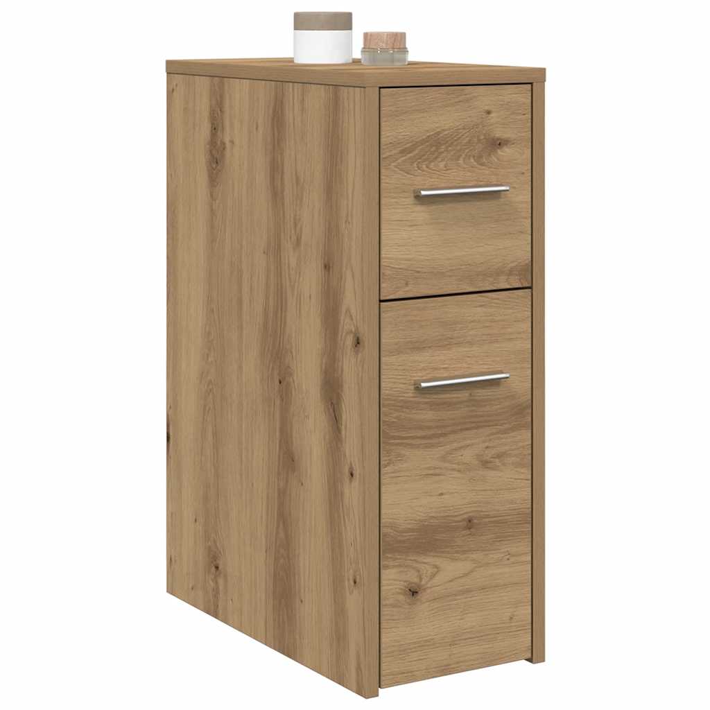 Narrow Bathroom Cupboard with Wheels Artisian Oak Engineered Wood