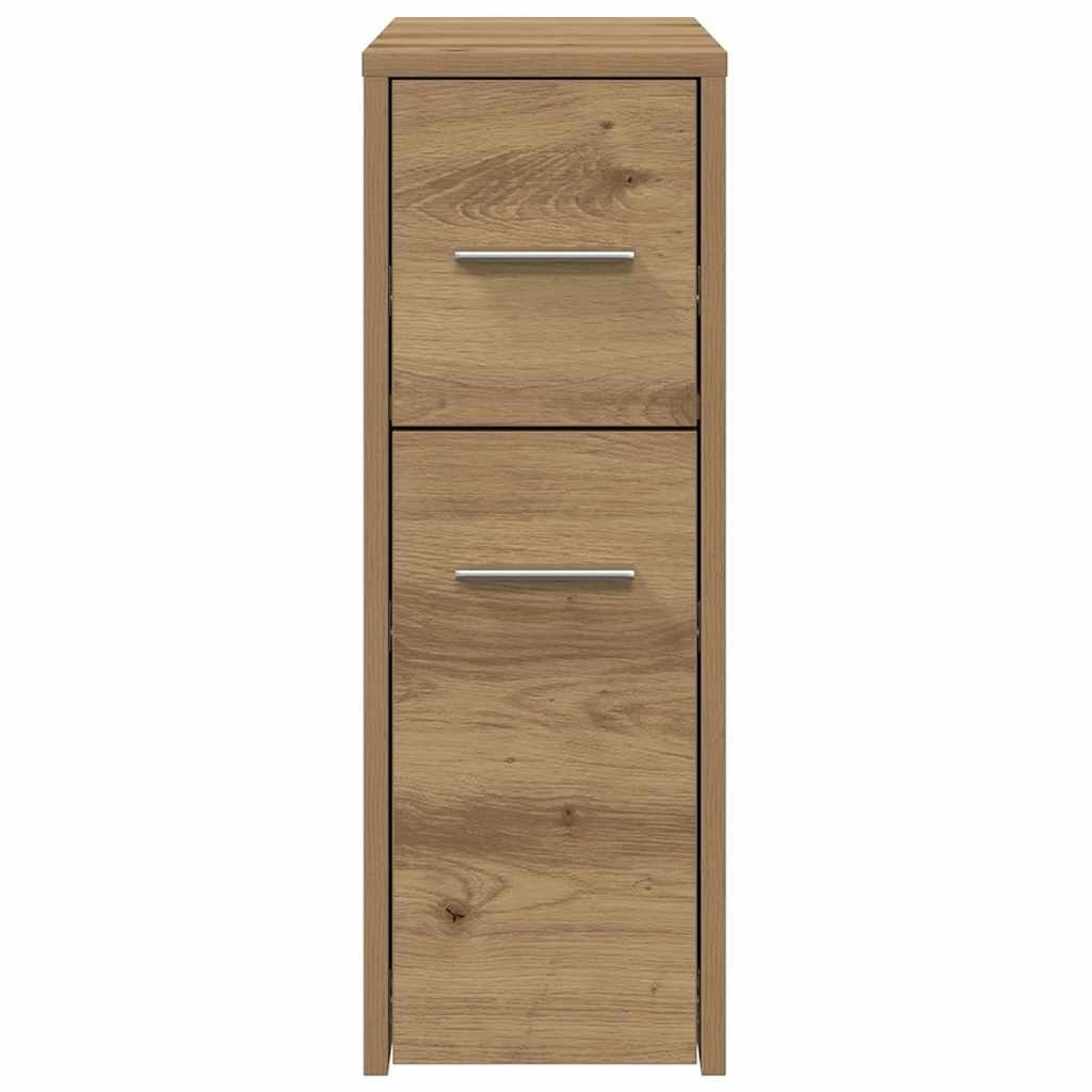 Narrow Bathroom Cupboard with Wheels Artisian Oak Engineered Wood