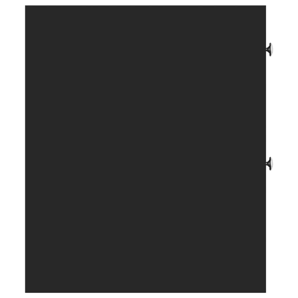 Narrow Bathroom Cupboard with Wheels Black Engineered Wood