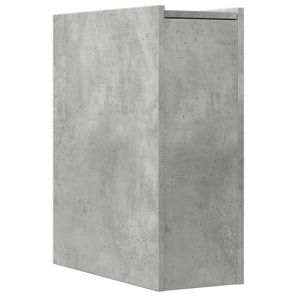 Narrow Bathroom Cupboard with Wheels Concrete Grey Engineered Wood