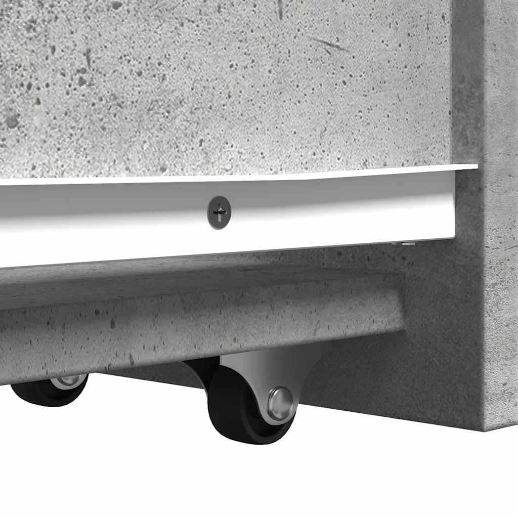 Narrow Bathroom Cupboard with Wheels Concrete Grey Engineered Wood