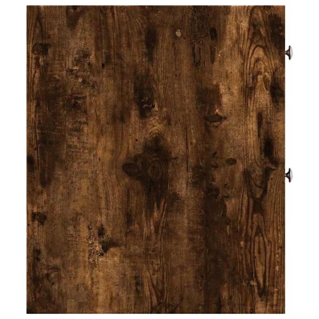 Narrow Bathroom Cupboard with Wheels Smoked Oak Engineered Wood