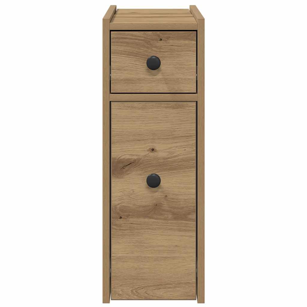 Narrow Bathroom Cupboard with Wheels Artisian Oak Engineered Wood