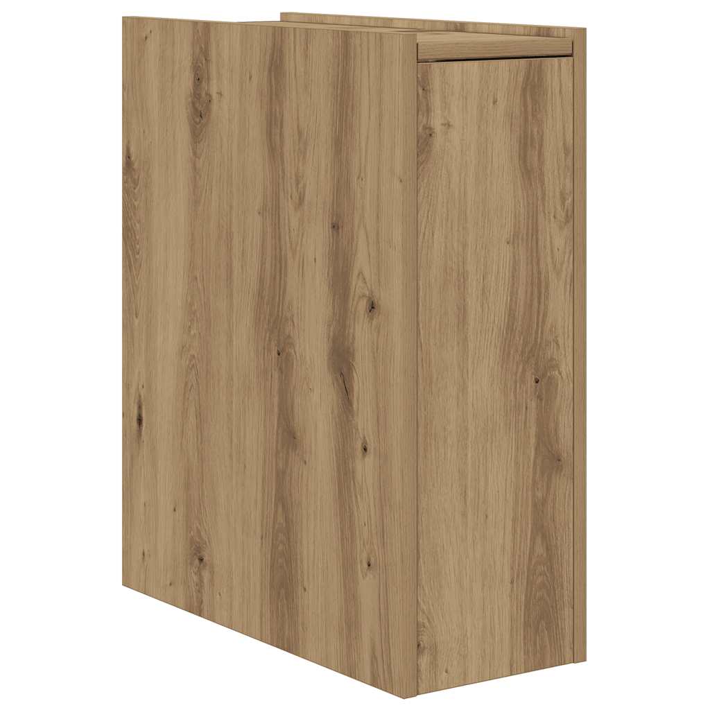 Narrow Bathroom Cupboard with Wheels Artisian Oak Engineered Wood