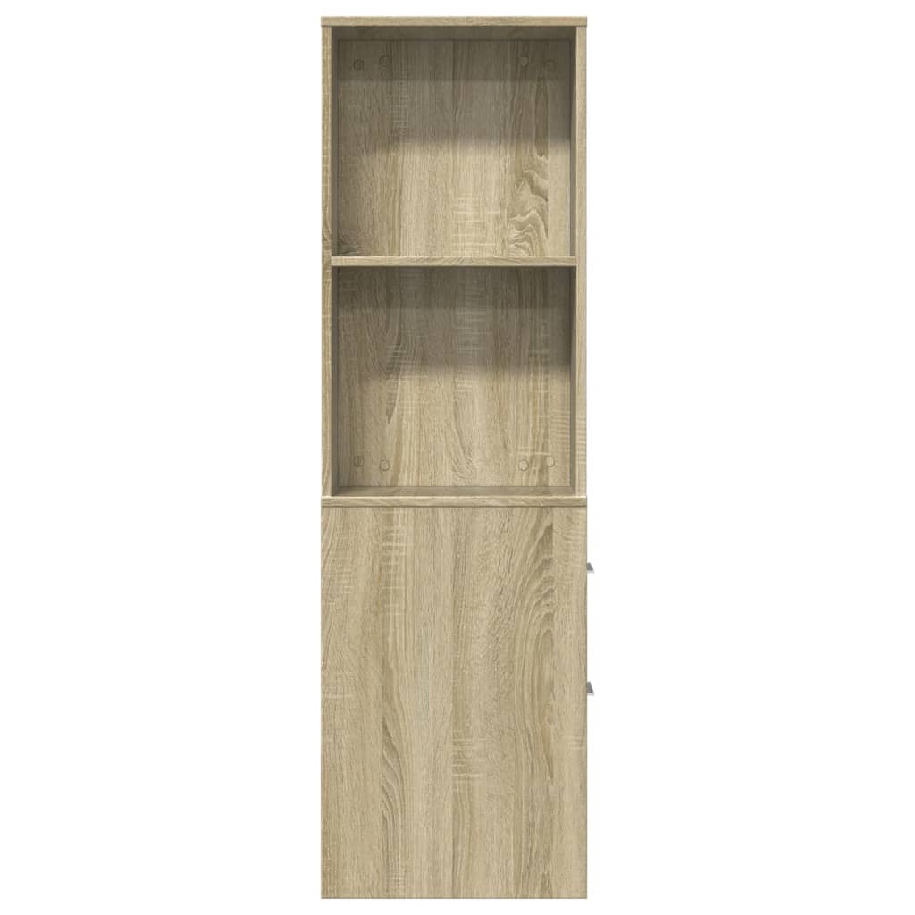 Narrow Bathroom Cupboard with Wheels Sonoma Oak Engineered Wood