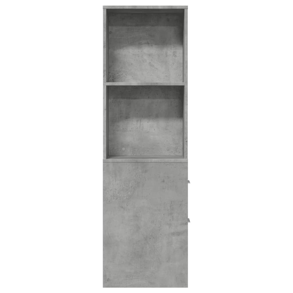 Narrow Bathroom Cupboard with Wheels Concrete Grey Engineered Wood
