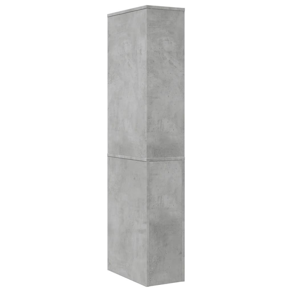 Narrow Bathroom Cupboard with Wheels Concrete Grey Engineered Wood