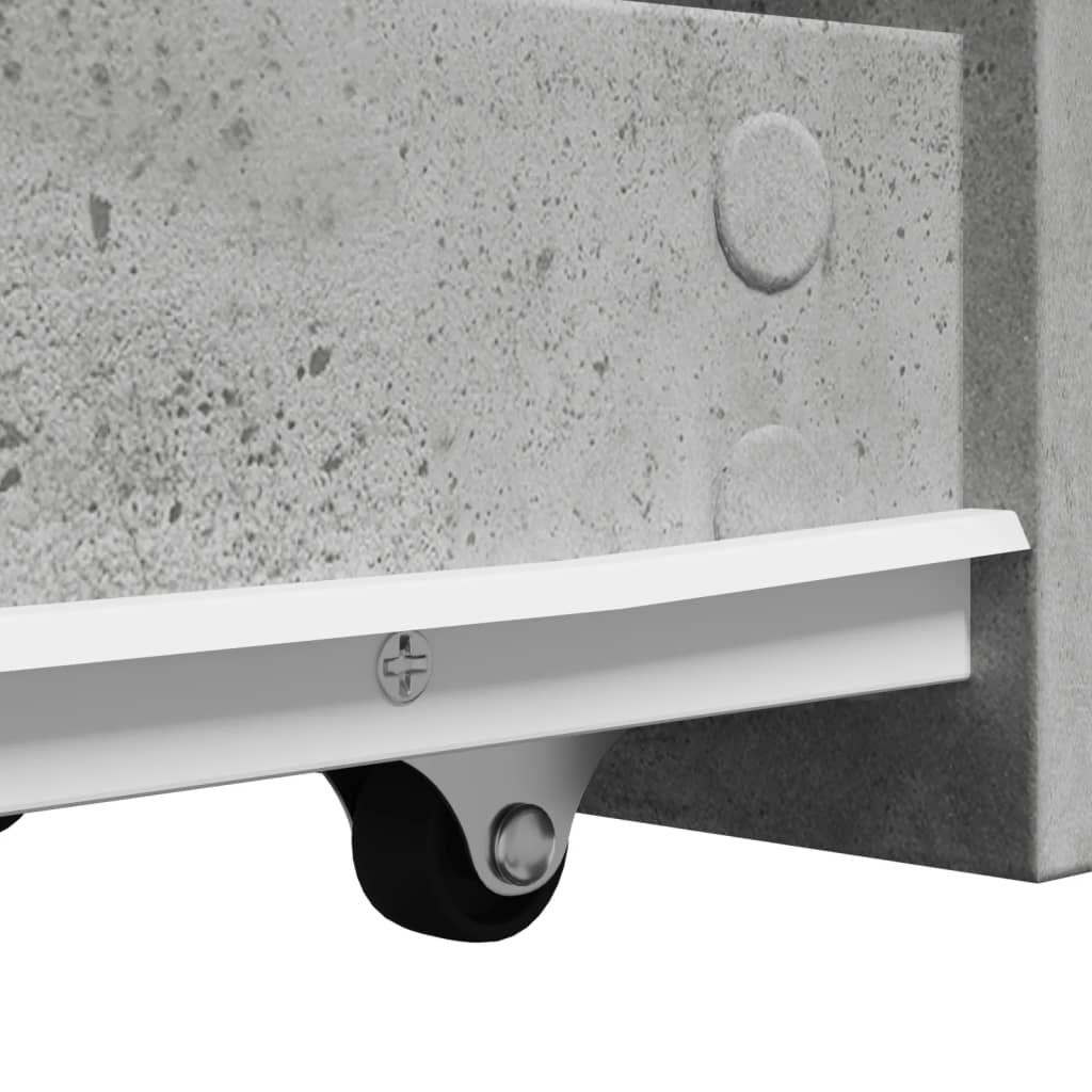 Narrow Bathroom Cupboard with Wheels Concrete Grey Engineered Wood