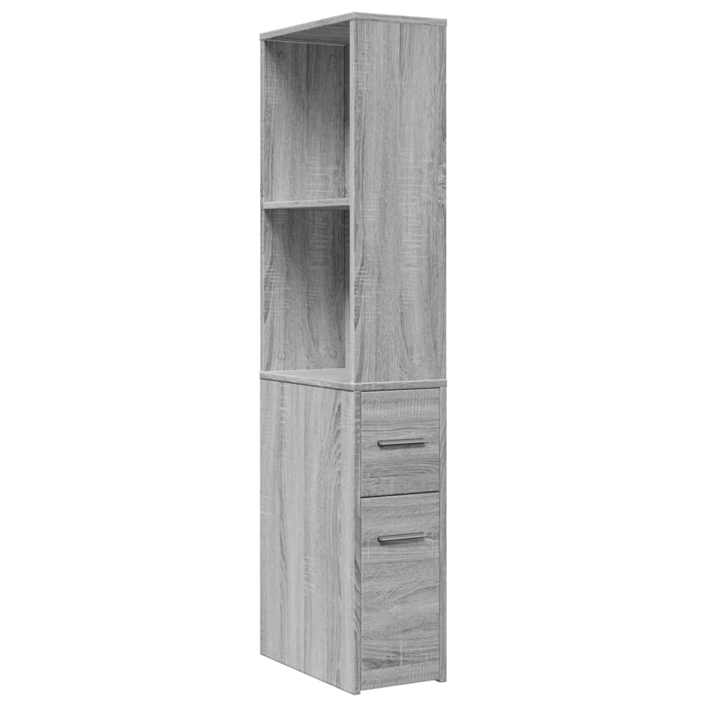 Narrow Bathroom Cupboard with Wheels Grey Sonoma Engineered Wood