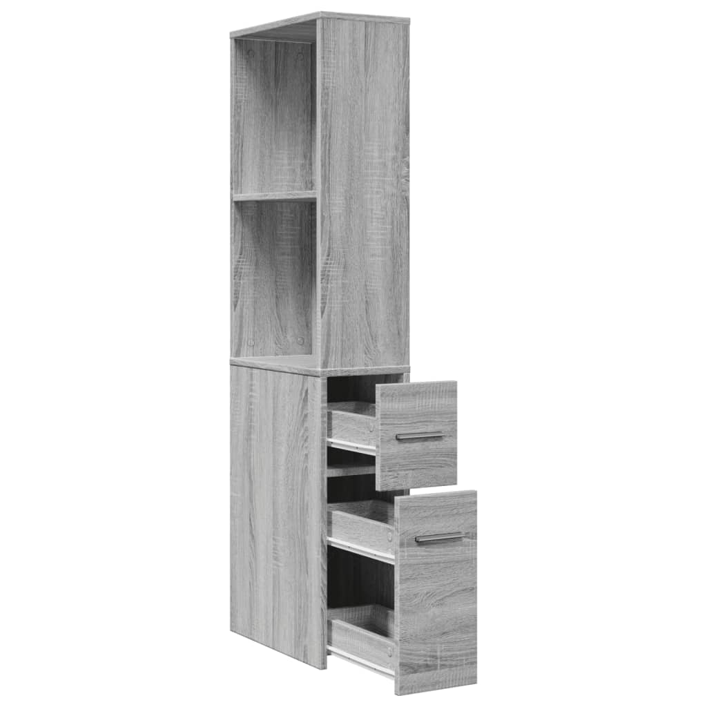 Narrow Bathroom Cupboard with Wheels Grey Sonoma Engineered Wood