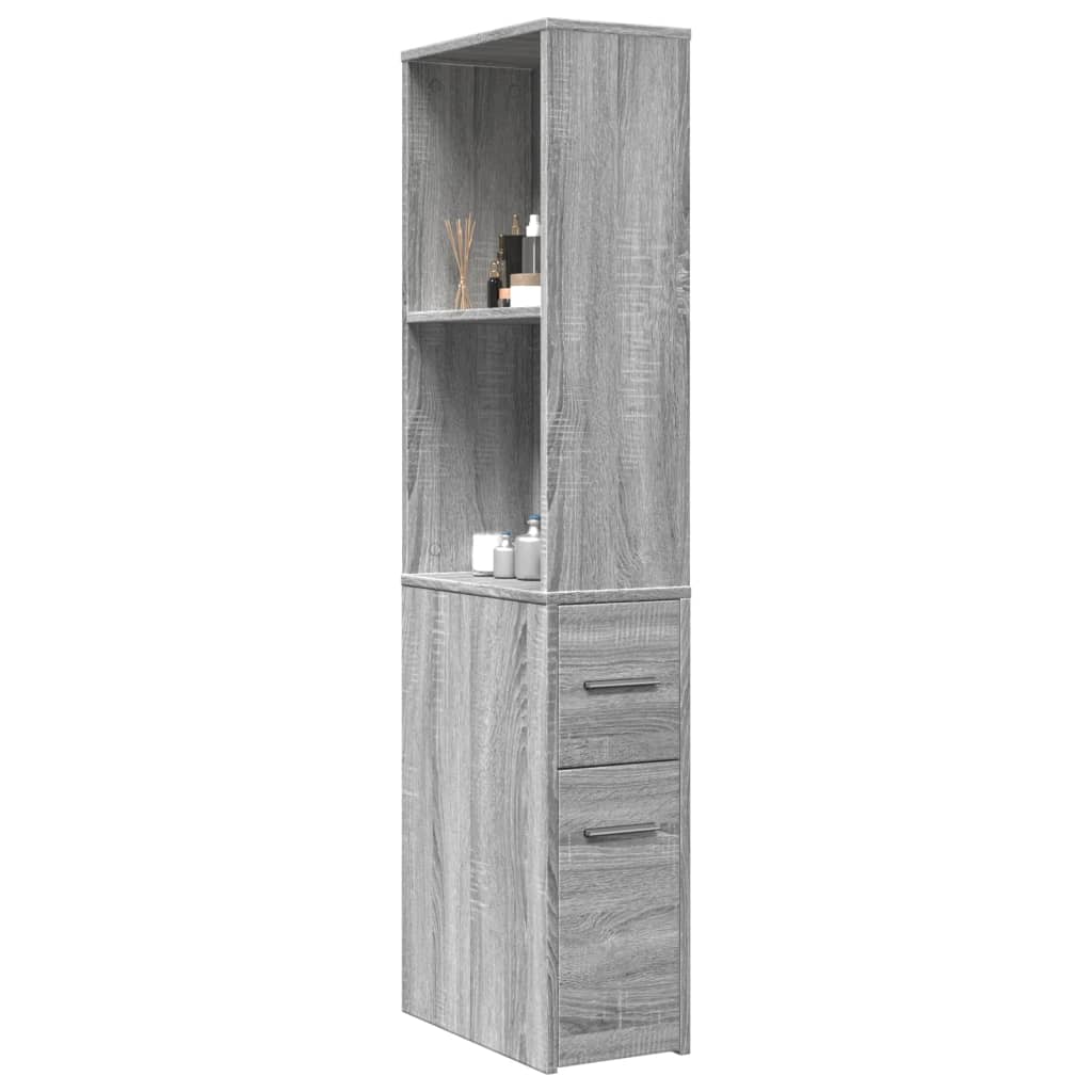 Narrow Bathroom Cupboard with Wheels Grey Sonoma Engineered Wood