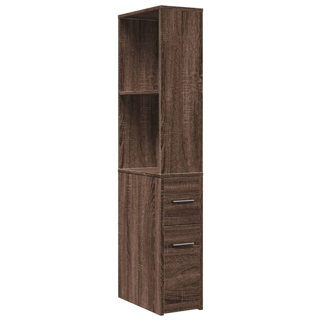 Narrow Bathroom Cupboard with Wheels Brown Oak Engineered Wood