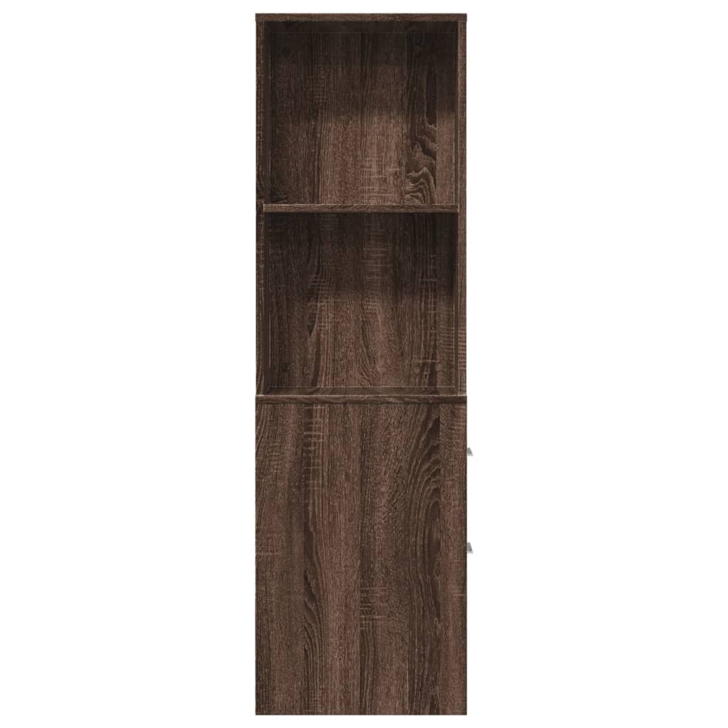 Narrow Bathroom Cupboard with Wheels Brown Oak Engineered Wood