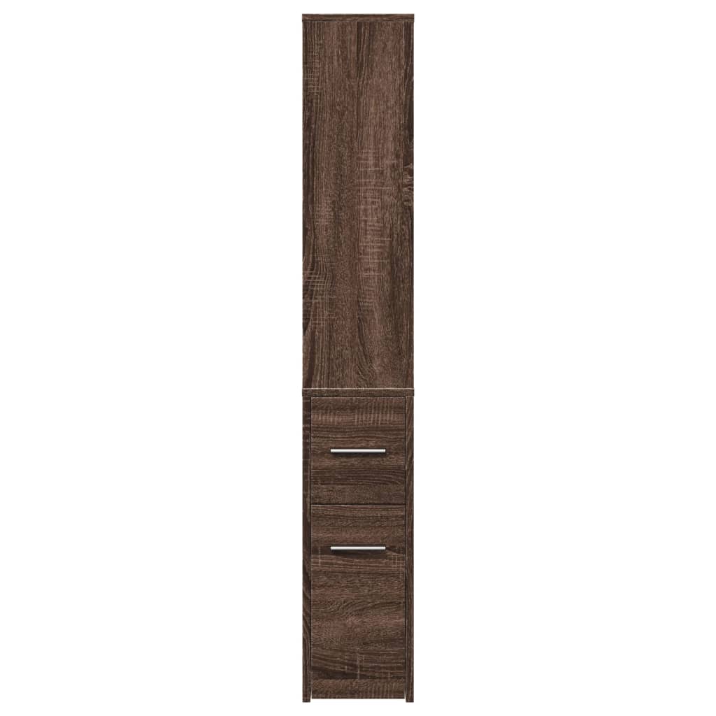 Narrow Bathroom Cupboard with Wheels Brown Oak Engineered Wood