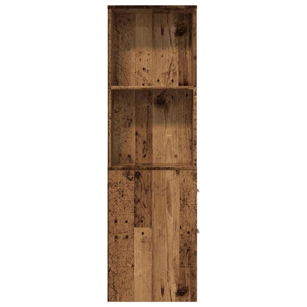 Narrow Bathroom Cupboard with Wheels Old Wood Engineered Wood