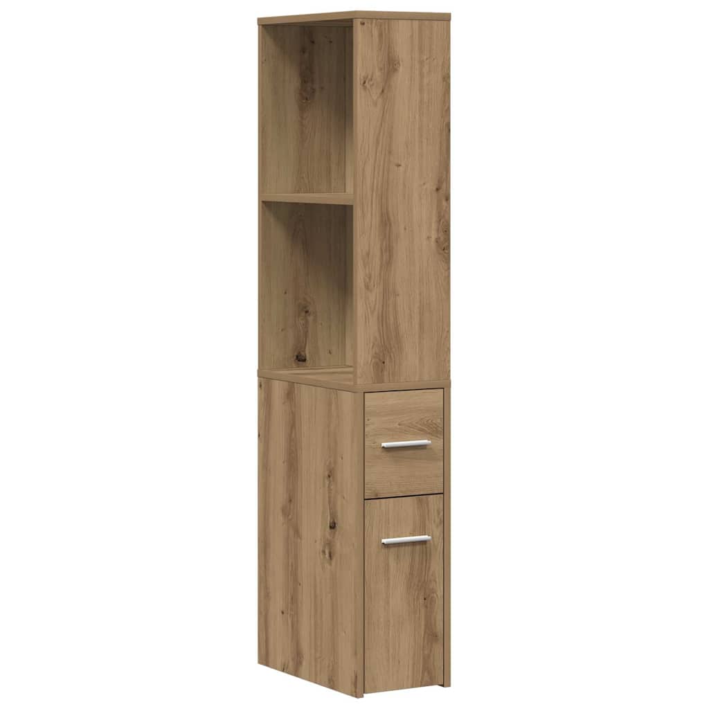 Narrow Bathroom Cupboard with Wheels Artisian Oak Engineered Wood