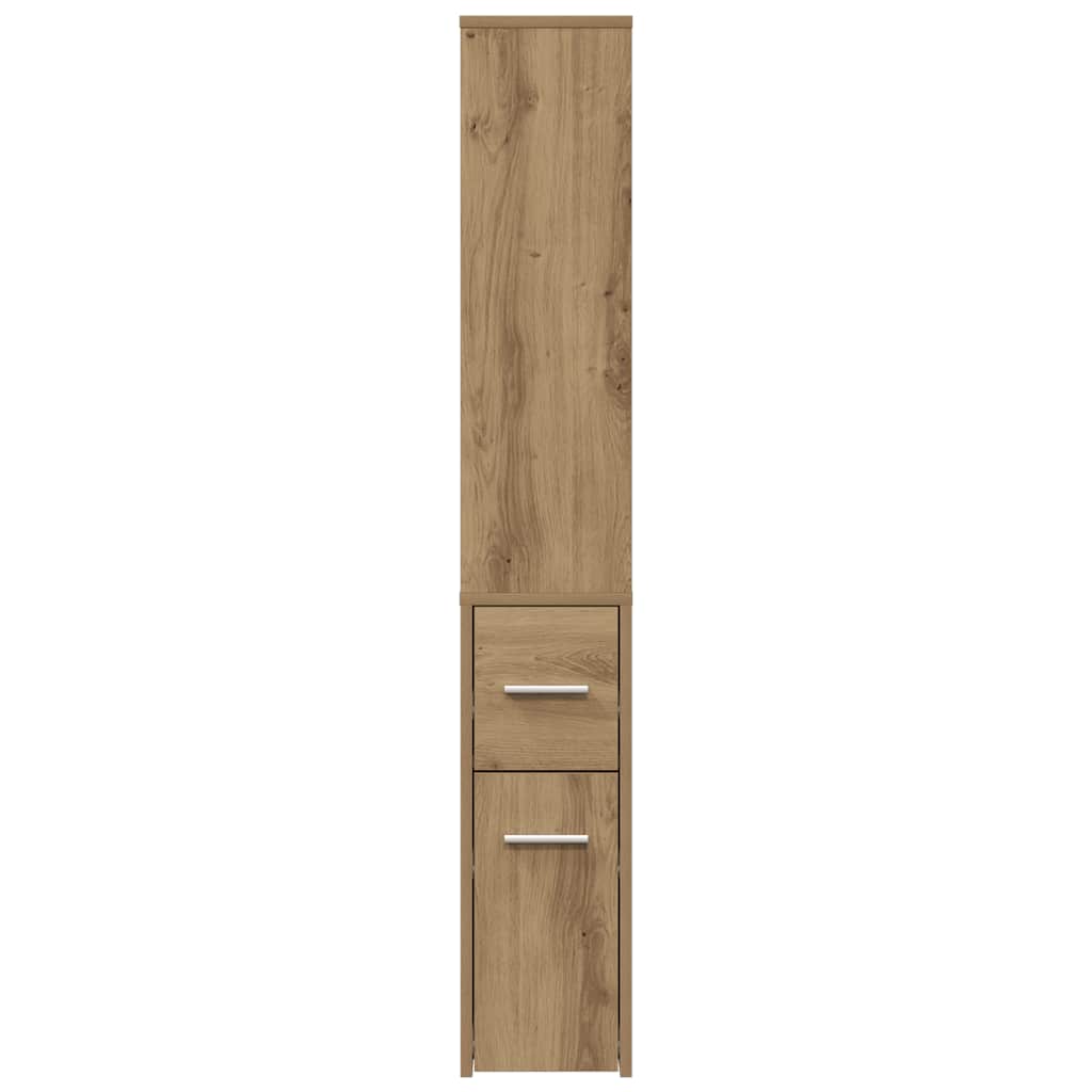 Narrow Bathroom Cupboard with Wheels Artisian Oak Engineered Wood