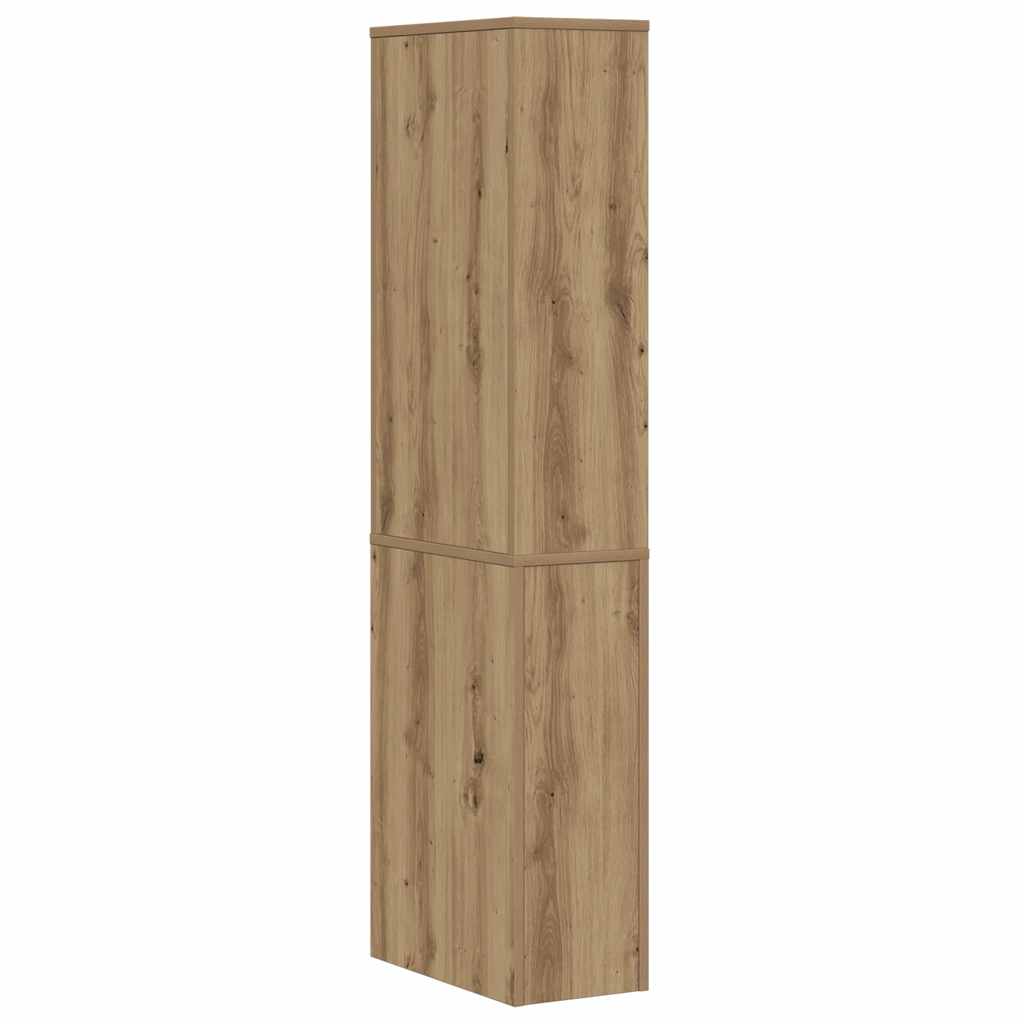 Narrow Bathroom Cupboard with Wheels Artisian Oak Engineered Wood