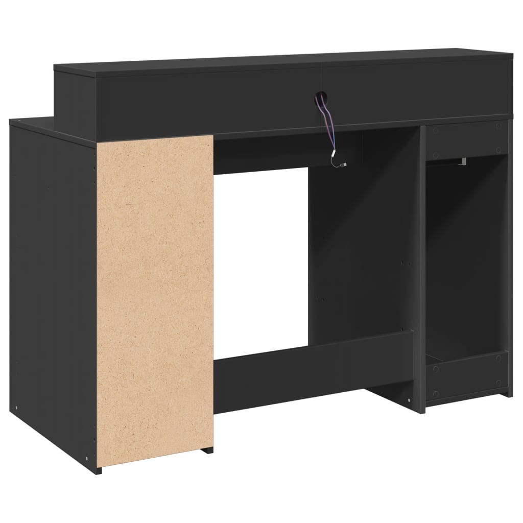 Desk with LED Lights Black 120x55x91 cm Engineered Wood