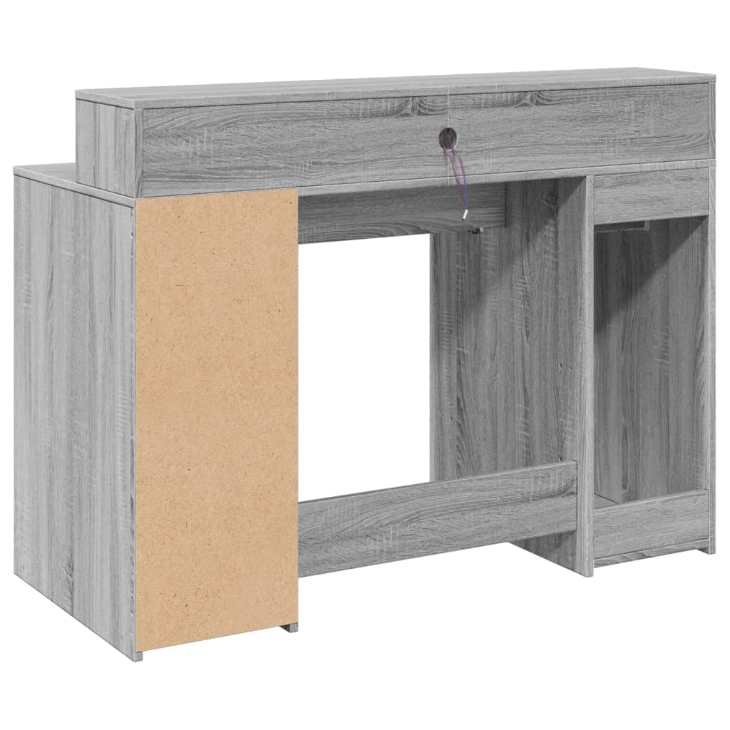 Desk with LED Lights Grey Sonoma 120x55x91 cm Engineered Wood
