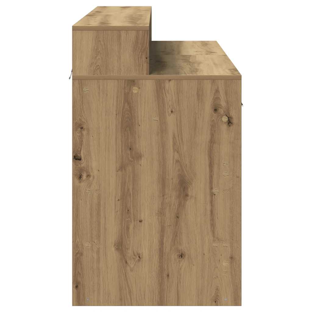 Desk with LED Lights Artisian Oak 120x55x91 cm Engineered Wood