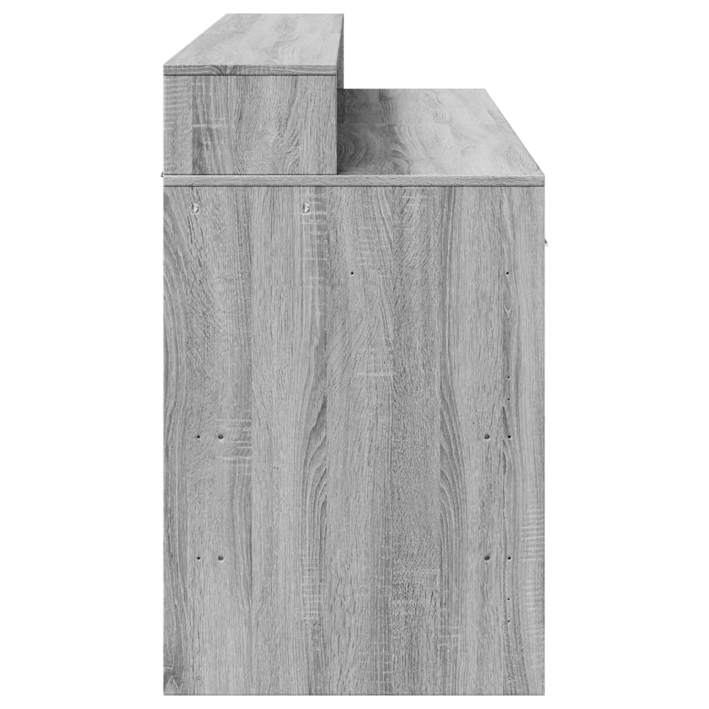 Desk with LED Lights Grey Sonoma 140x55x91 cm Engineered Wood