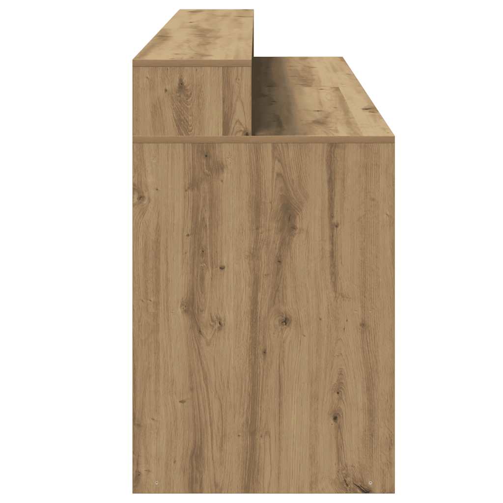 Desk with LED Lights Artisian Oak 200x55x91 cm Engineered Wood