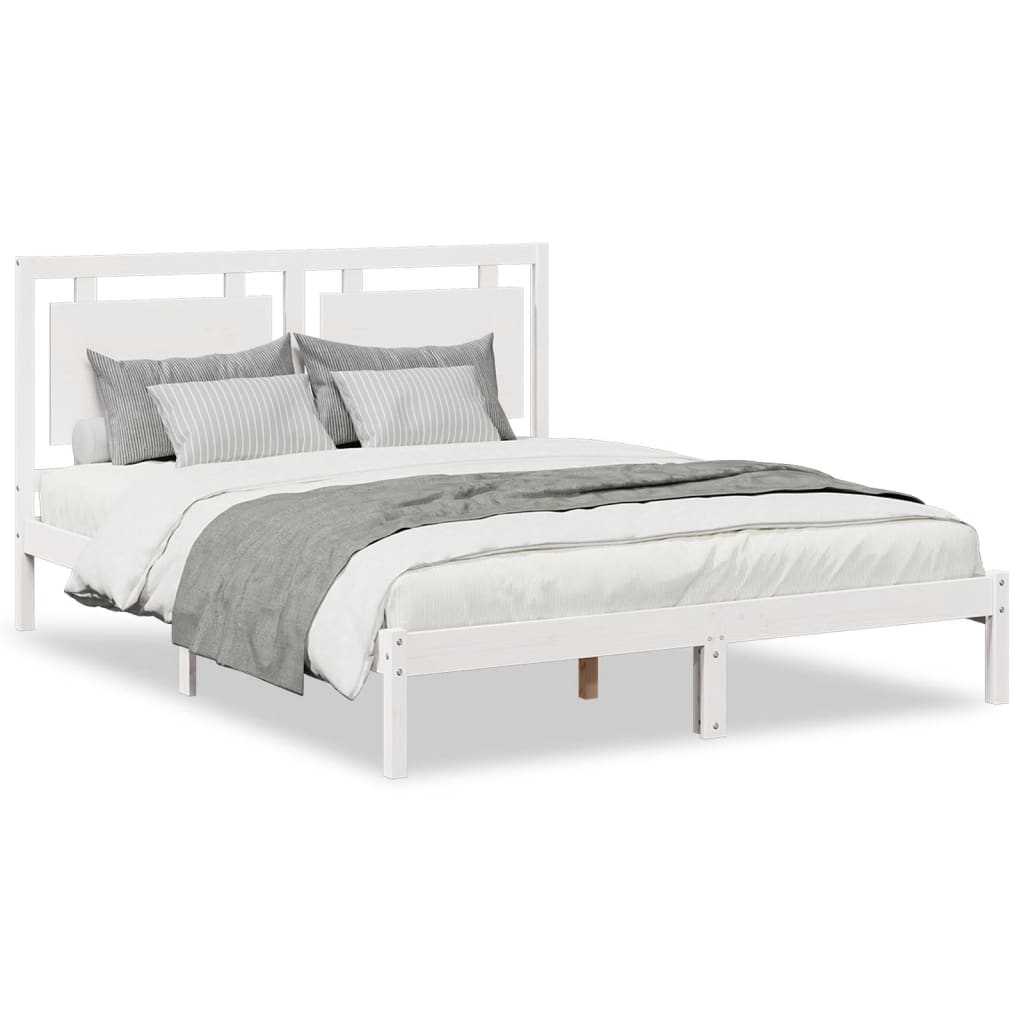 Extra Long Bed Frame without Mattress White 140x210 cm Solid Wood