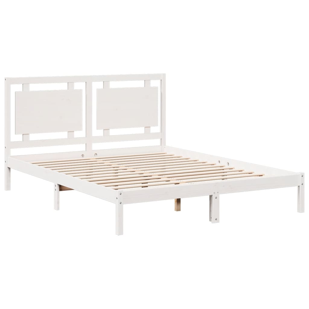 Extra Long Bed Frame without Mattress White 140x210 cm Solid Wood