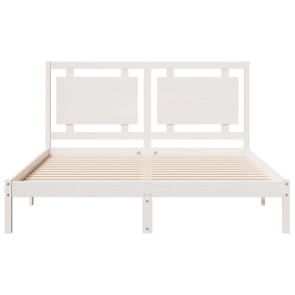 Extra Long Bed Frame without Mattress White 140x210 cm Solid Wood