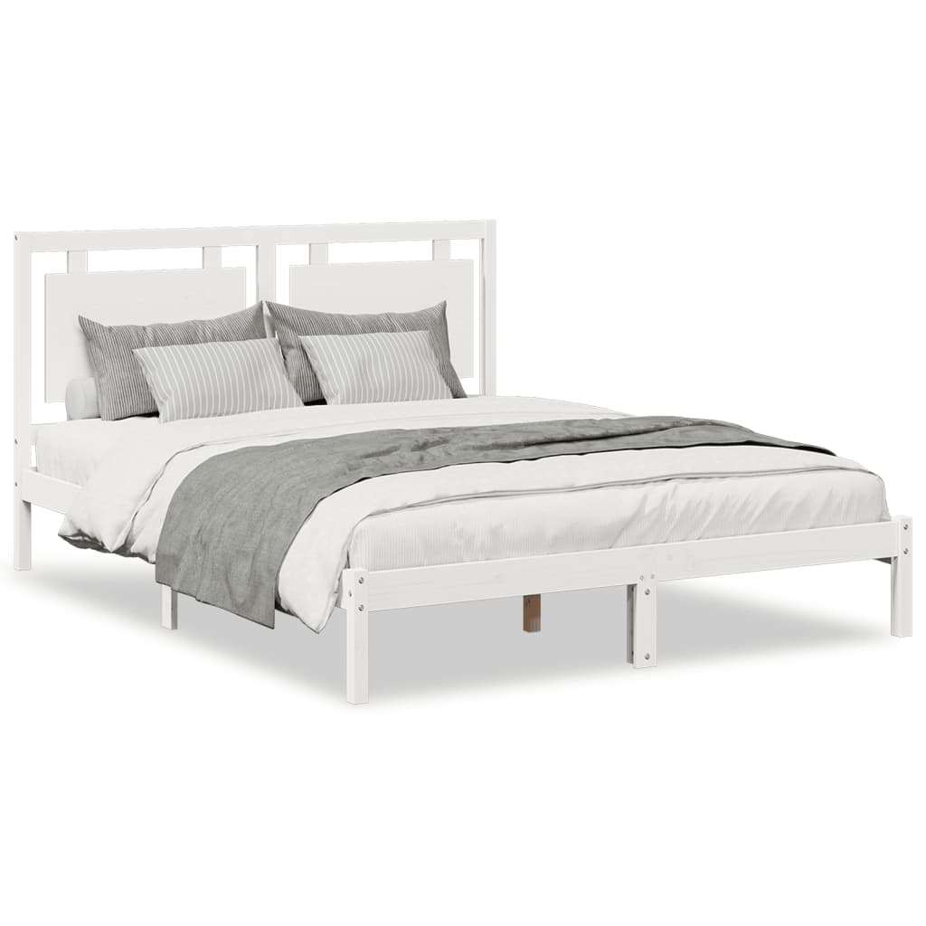 Extra Long Bed Frame without Mattress White 160x210 cm Solid Wood