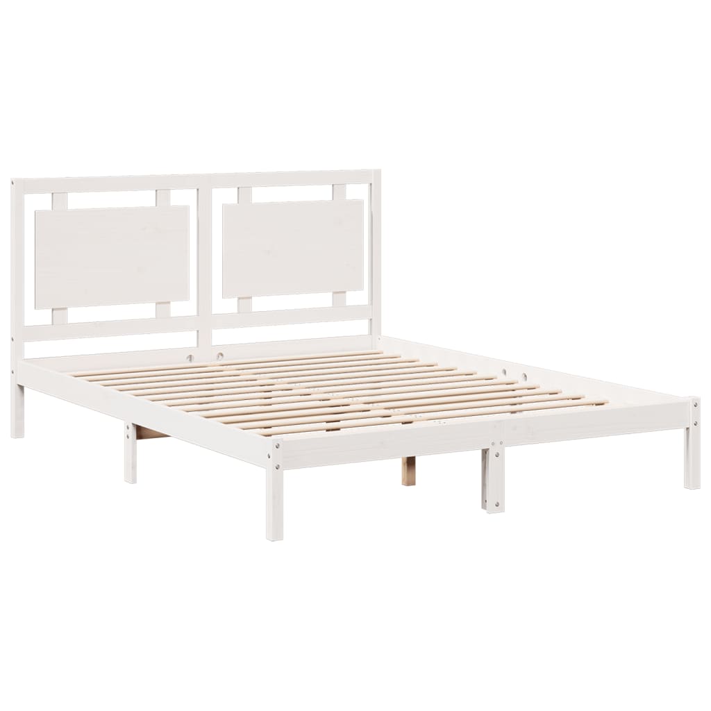 Extra Long Bed Frame without Mattress White 160x220 cm Solid Wood