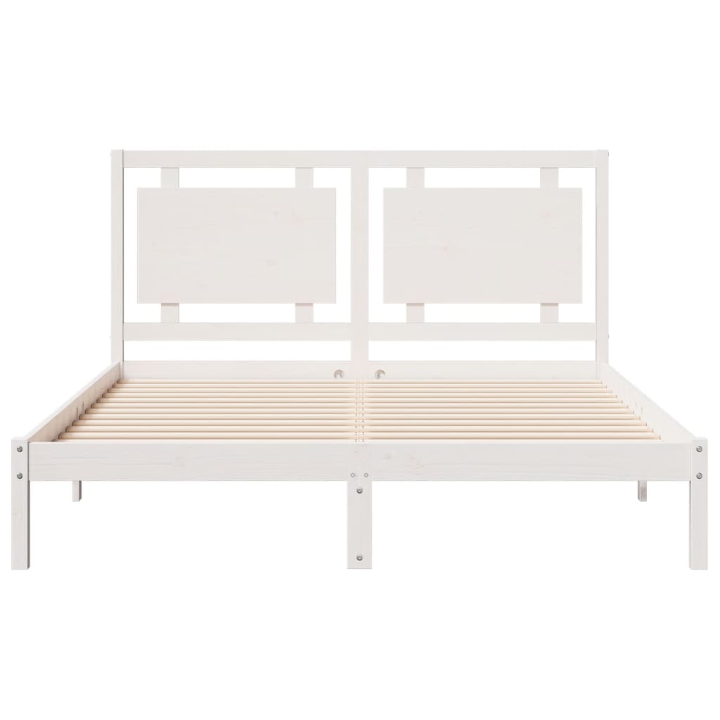 Extra Long Bed Frame without Mattress White 160x220 cm Solid Wood