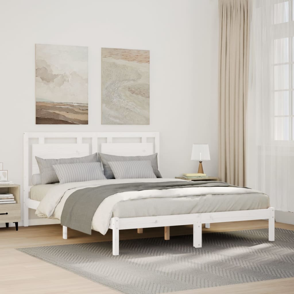 Extra Long Bed Frame without Mattress White 160x220 cm Solid Wood
