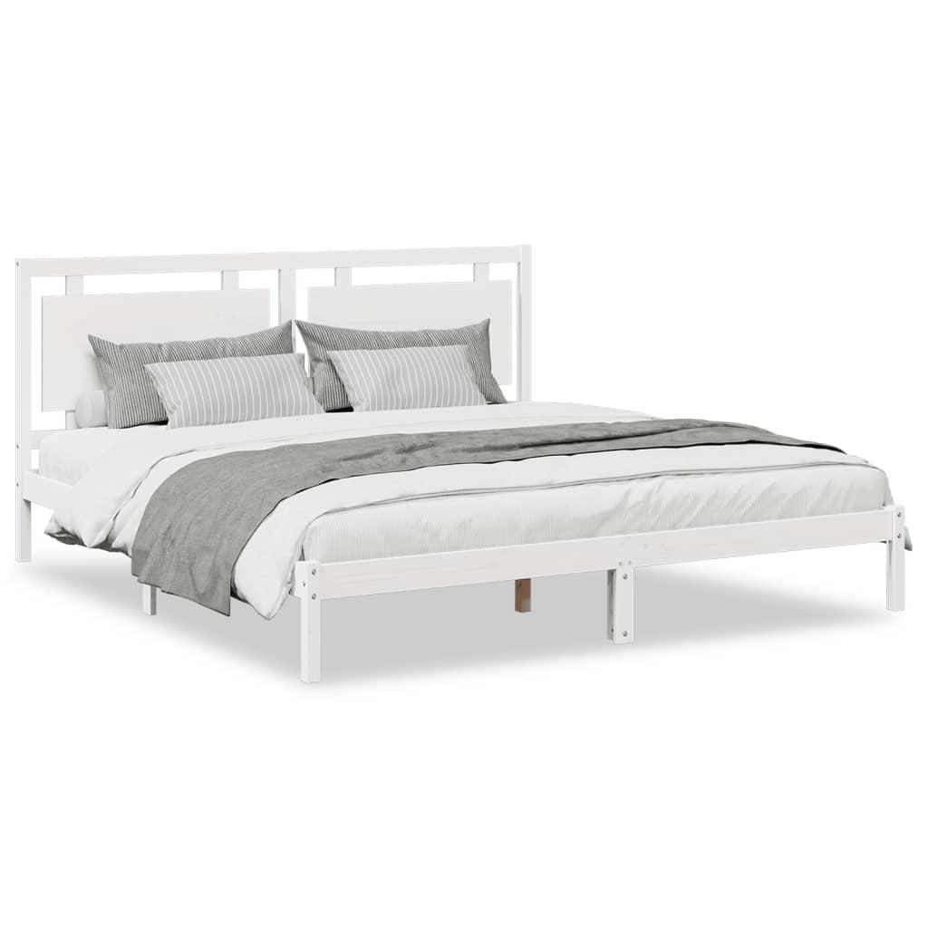 Extra Long Bed Frame without Mattress White 200x220 cm Solid Wood